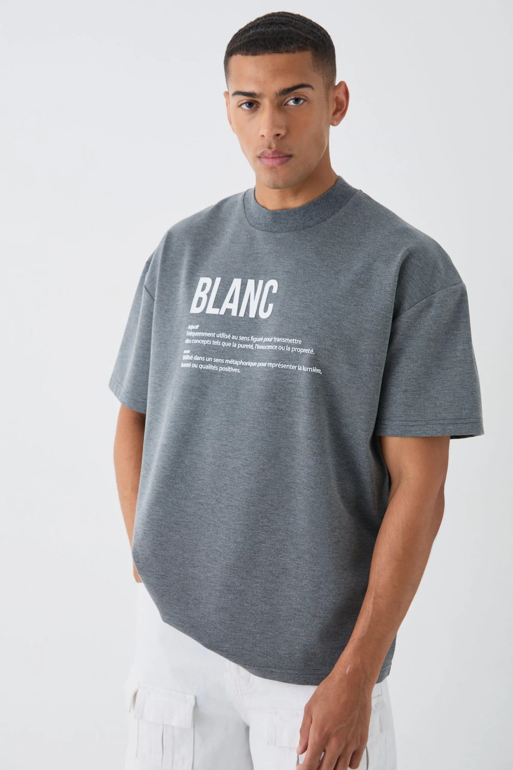 Oversized Rubber Print Heavyweight T-shirt | UK^boohooMAN Online