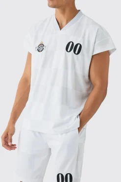 Oversized Rugby Dropped Shoulder Checkerboard Pique T-shirt | UK^boohooMAN Best