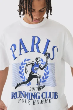 Oversized Running Club Print T-Shirt | UK^boohooMAN