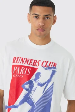 Oversized Running Club Print T-Shirt | UK^boohooMAN Clearance
