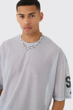 Oversized San Diego Graphic Mesh Half Sleeve T-shirt | UK^boohooMAN Outlet