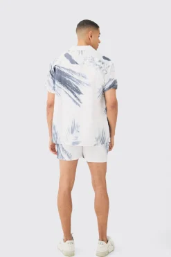 boohooMAN Oversized Satin Branch Print Shirt And Short | UK| Sets & Co-Ords