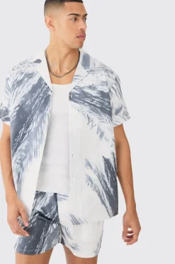 boohooMAN Oversized Satin Branch Print Shirt And Short | UK| Sets & Co-Ords