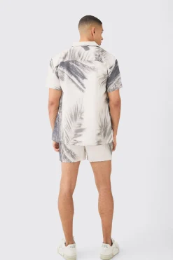 boohooMAN Oversized Satin Branch Print Shirt And Short | UK| Sets & Co-Ords