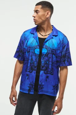 boohooMAN Oversized Satin Exclusive Collection Revere Shirt | UK| Shirts