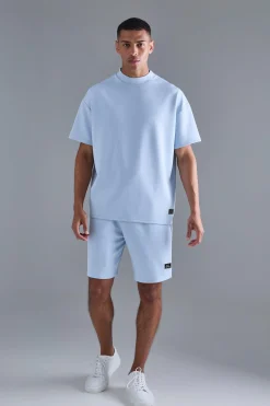 boohooMAN Oversized Scuba T-shirt & Relaxed Short Set | UK| Sets & Co-Ords|Tracksuits