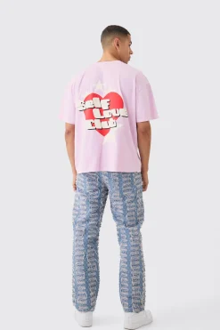 Oversized Self Love Club Back Print T-shirt | UK^boohooMAN Outlet