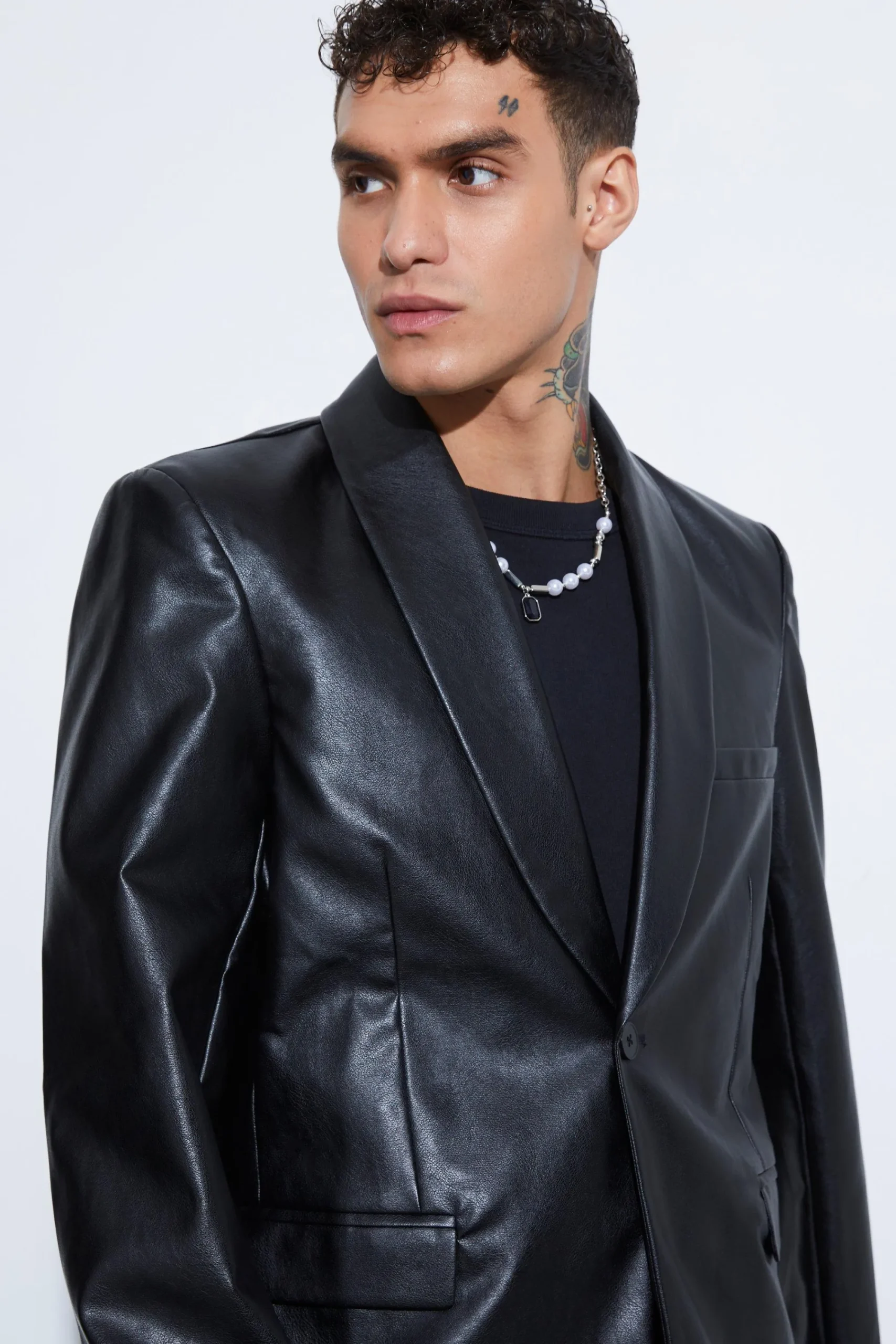 boohooMAN Oversized Shawl Collar Pu Blazer | UK| Suits & Tailoring