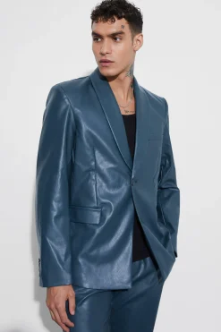 boohooMAN Oversized Shawl Collar Pu Blazer | UK| Suits & Tailoring