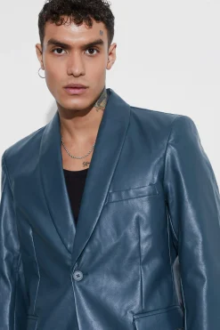 boohooMAN Oversized Shawl Collar Pu Blazer | UK| Suits & Tailoring