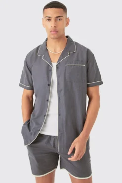 boohooMAN Oversized Shirt & Short Set | UK| Loungewear