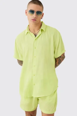 boohooMAN Oversized Short Sleeve Cheese Cloth Shirt And Short Set | UK| Sets & Co-Ords