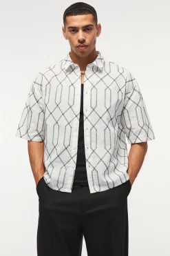 boohooMAN Oversized Short Sleeve Embroidered Boxy Shirt | UK| Shirts