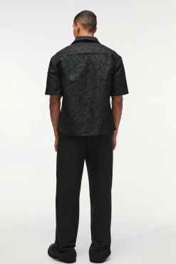 Oversized Short Sleeve Floral Jacquard Shirt | UK^boohooMAN Best