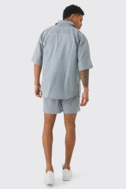 boohooMAN Oversized Short Sleeve Linen Look Shirt & Short Set In | UK| Sets & Co-Ords