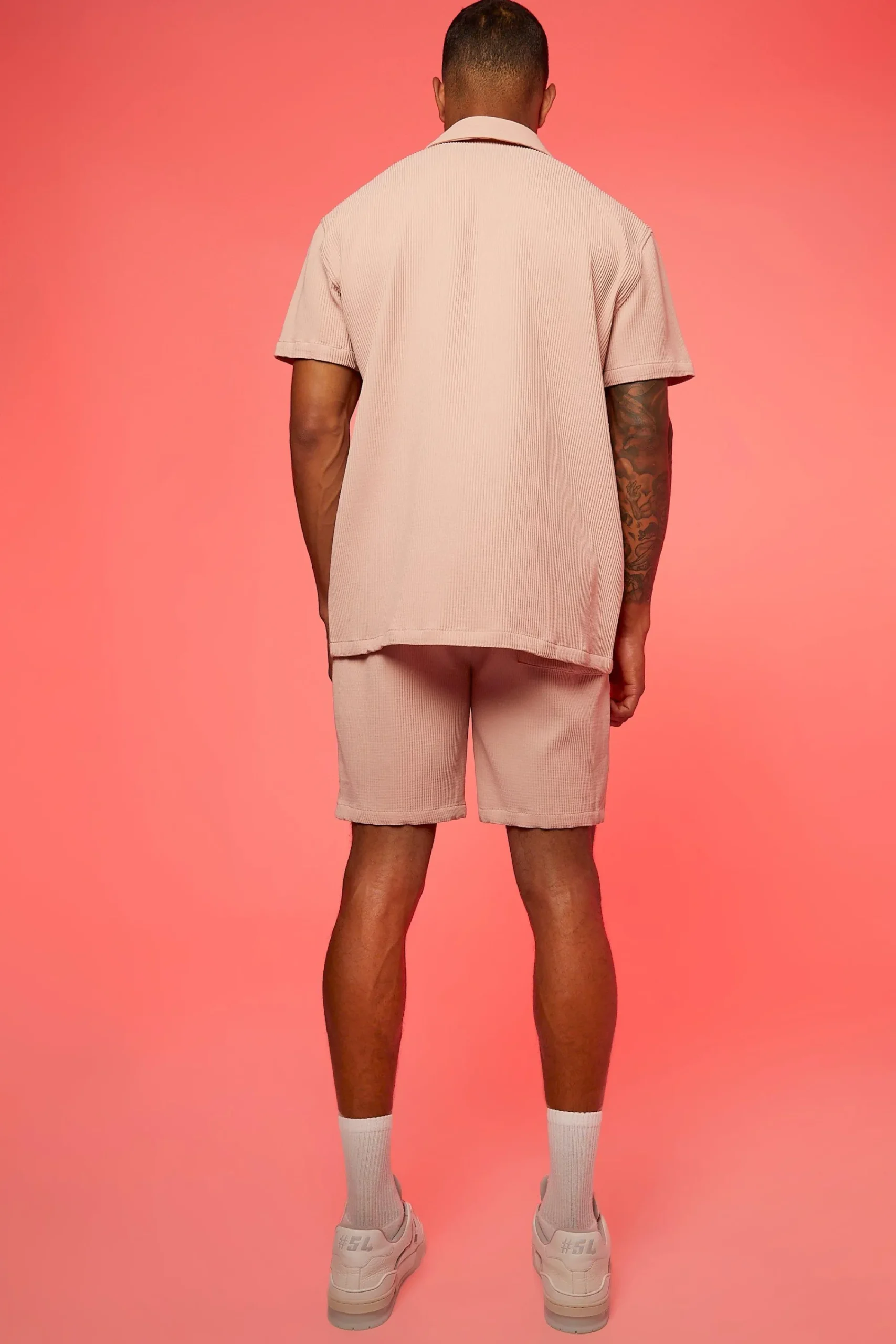boohooMAN Oversized Short Sleeve Pleated Shirt And Short | UK| Sets & Co-Ords