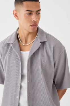 boohooMAN Oversized Short Sleeve Pleated Shirt And Short | UK| Sets & Co-Ords