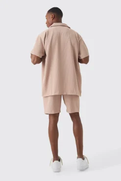boohooMAN Oversized Short Sleeve Pleated Shirt And Short | UK| Sets & Co-Ords