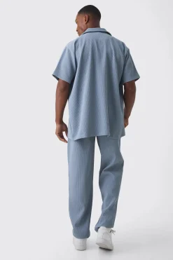boohooMAN Oversized Short Sleeve Pleated Shirt & Straight Trouser Set | UK| Sets & Co-Ords