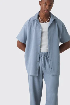 boohooMAN Oversized Short Sleeve Pleated Shirt & Straight Trouser Set | UK| Sets & Co-Ords