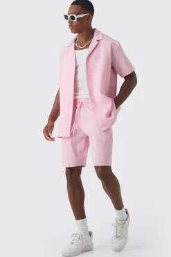 boohooMAN Oversized Short Sleeve Pleated Shirt And Short Set | UK| Sets & Co-Ords