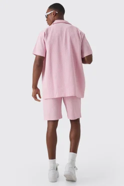 boohooMAN Oversized Short Sleeve Pleated Shirt And Short Set | UK| Sets & Co-Ords