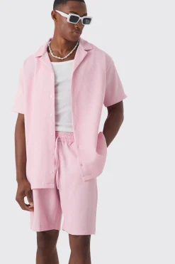 boohooMAN Oversized Short Sleeve Pleated Shirt And Short Set | UK| Sets & Co-Ords