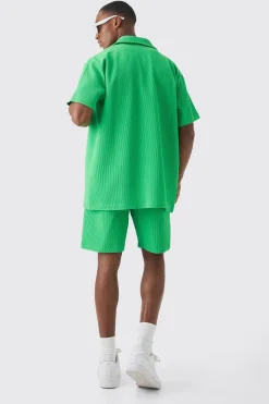 boohooMAN Oversized Short Sleeve Pleated Shirt And Short Set | UK| Sets & Co-Ords