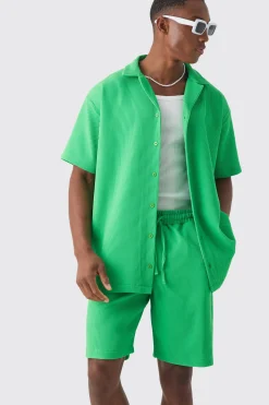 boohooMAN Oversized Short Sleeve Pleated Shirt And Short Set | UK| Sets & Co-Ords