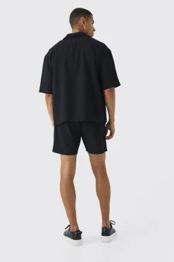 boohooMAN Oversized Short Sleeve Pleated Shirt And Short | UK| Sets & Co-Ords|Tracksuits