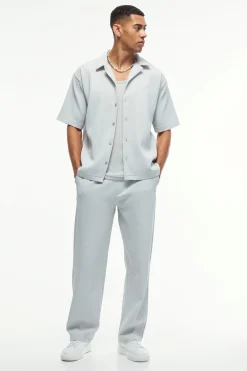 boohooMAN Oversized Short Sleeve Pleated Shirt & Straight Trouser | UK| Sets & Co-Ords