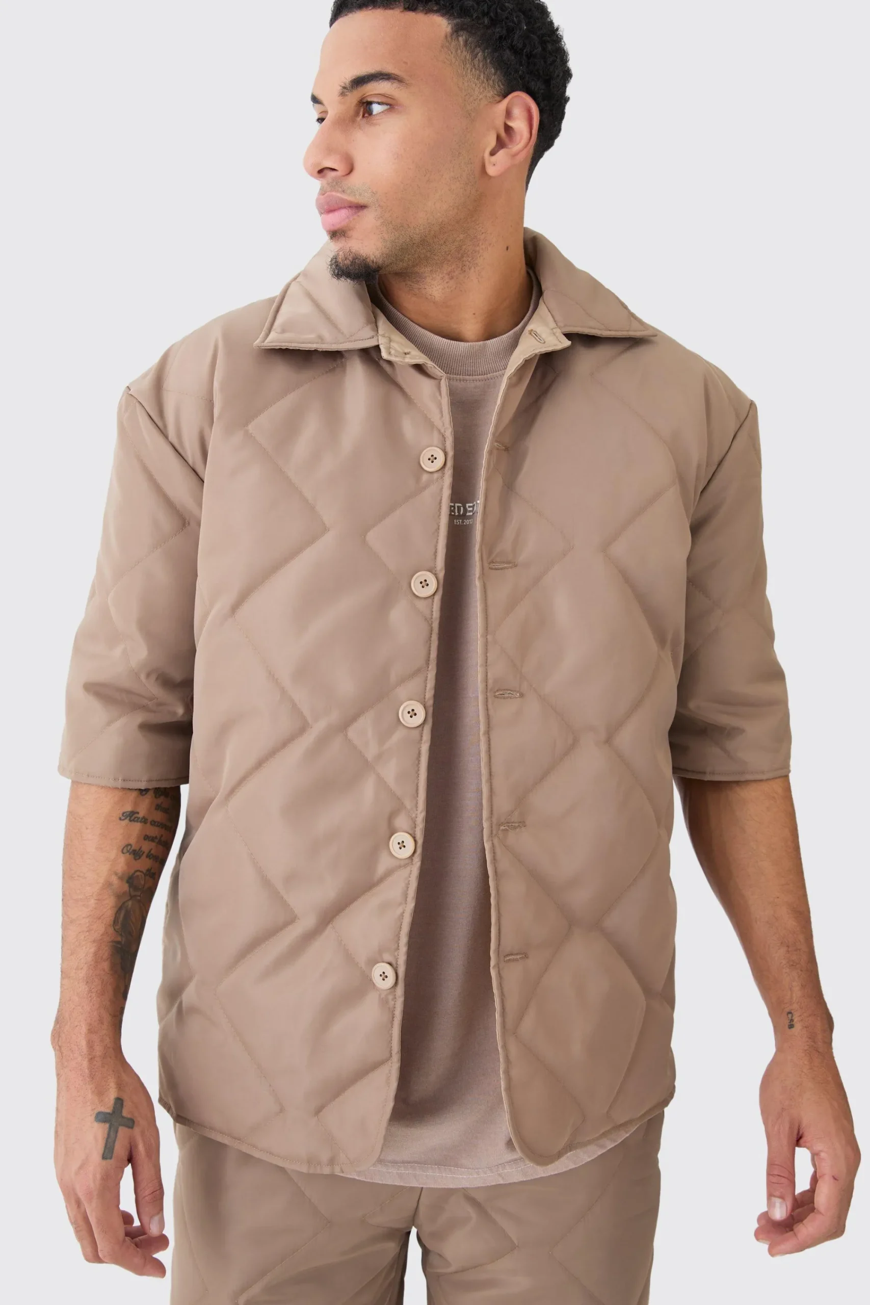 boohooMAN Oversized Short Sleeve Quilted Set | UK| Sets & Co-Ords