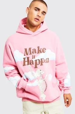 boohooMAN Oversized Skeleton Graphic Hoodie | UK| Hoodies & Sweatshirts