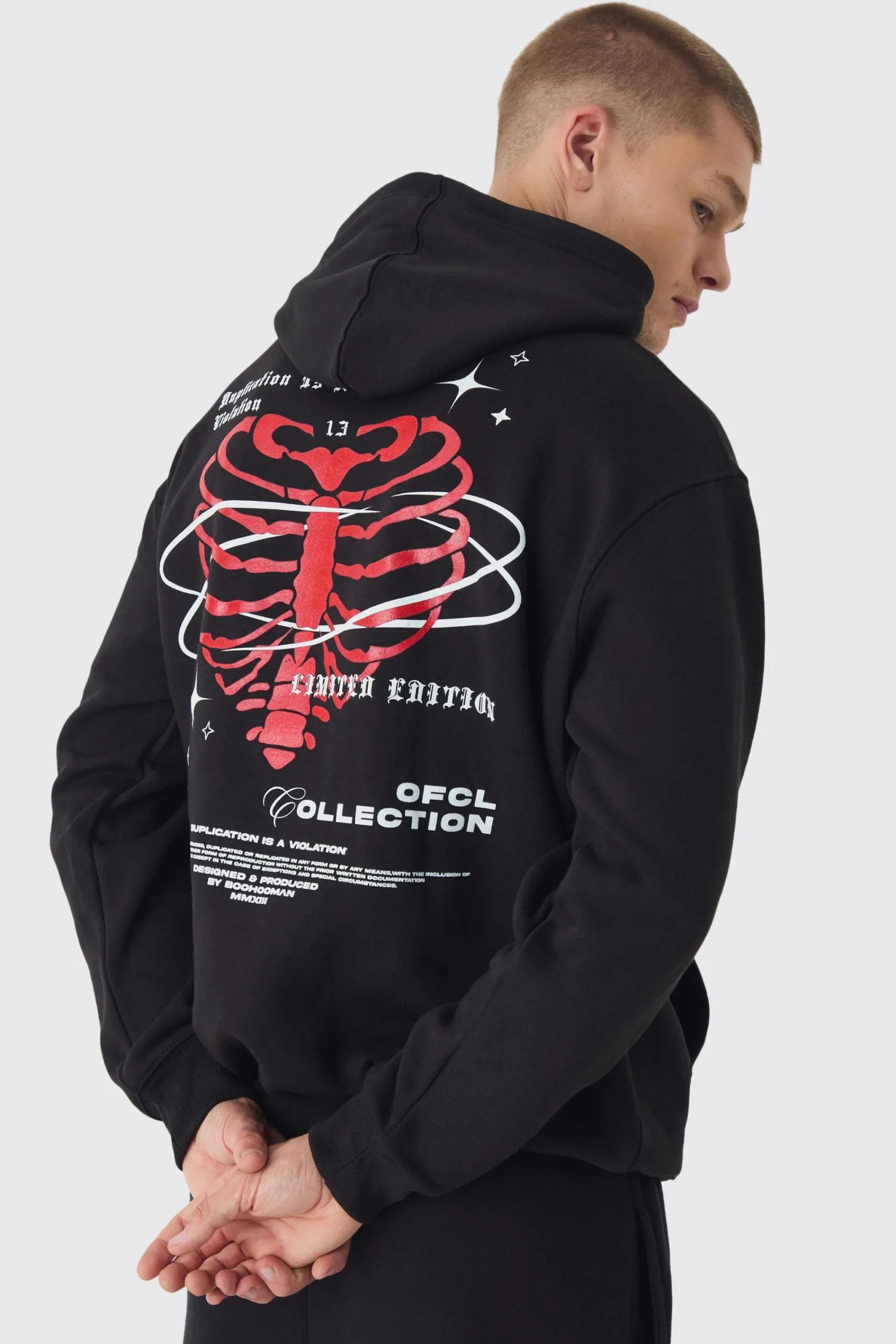 boohooMAN Oversized Skeleton Heart Back Print Hoodie | UK| Hoodies & Sweatshirts