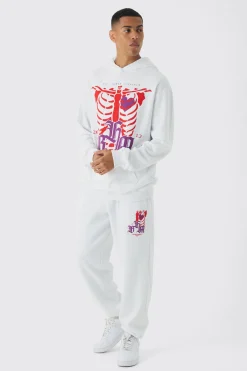boohooMAN Oversized Skeleton Heart Graphic Tracksuit | UK| Tracksuits