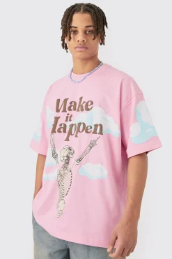 Oversized Skeleton Make It Happen Graphic T-shirt | UK^boohooMAN Clearance