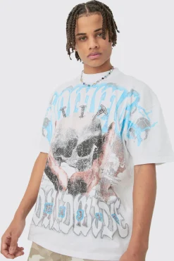 Oversized Skull Over Seams Graphic T-shirt | UK^boohooMAN Best