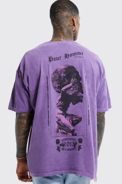 Oversized Skull Overdye Graphic T-shirt | UK^boohooMAN Outlet