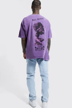 Oversized Skull Overdye Graphic T-shirt | UK^boohooMAN Outlet