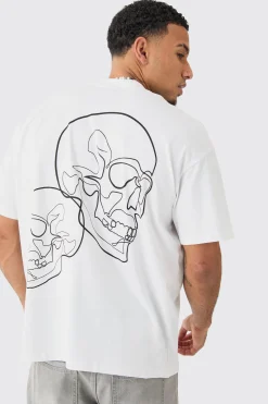 Oversized Skull Stencil Heavyweight T-shirt | UK^boohooMAN Outlet