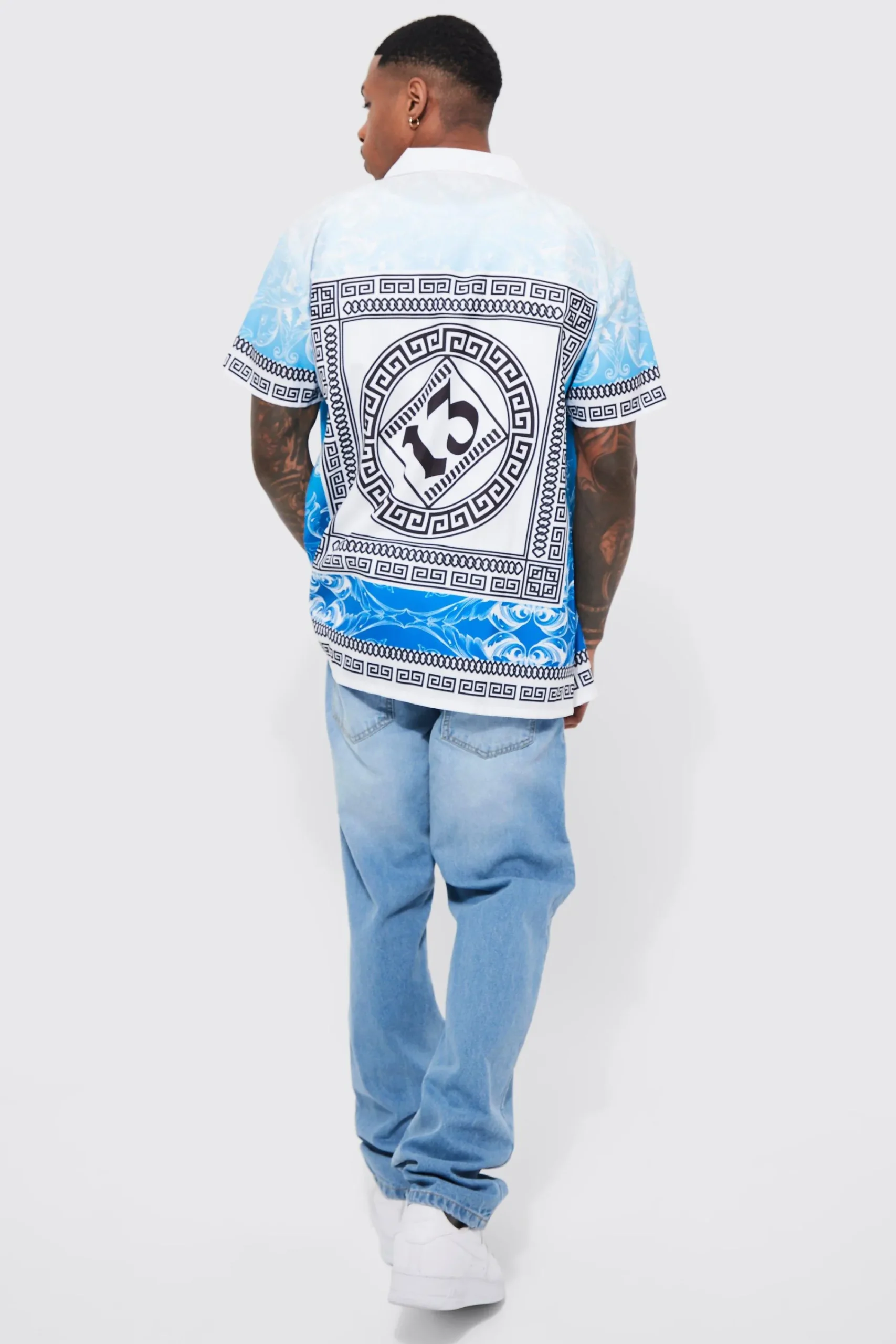 boohooMAN Oversized Slub Baroque Border Printed Shirt | UK| Shirts