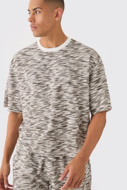 boohooMAN Oversized Slub Boucle Short Sleeve Sweatshirt | UK| Hoodies & Sweatshirts