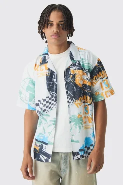 Oversized Slub Moto Shirt | UK^boohooMAN Clearance