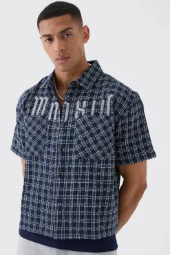 boohooMAN Oversized Small Check Double Pocket Boxy Shirt | UK| Shirts