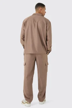 boohooMAN Oversized Soft Twill Cargo Shirt & Trouser Set | UK| Sets & Co-Ords|Tracksuits
