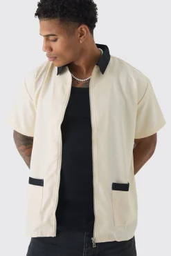 boohooMAN Oversized Soft Twill Contrast Pocket Bowling Shirt | UK| Shirts