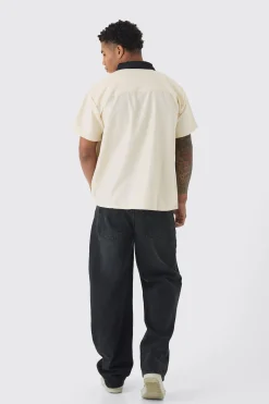 boohooMAN Oversized Soft Twill Contrast Pocket Bowling Shirt | UK| Shirts