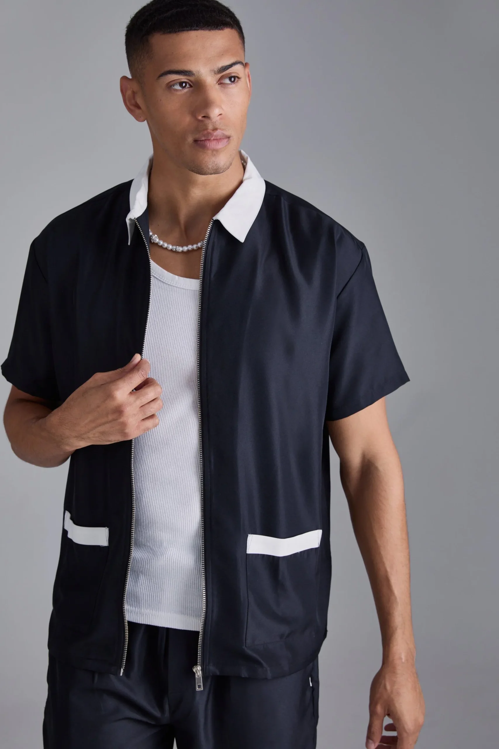 boohooMAN Oversized Soft Twill Contrast Pocket Shirt & Short Set | UK| Sets & Co-Ords