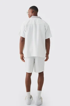 boohooMAN Oversized Soft Twill Contrast Pocket Shirt & Short Set | UK| Sets & Co-Ords
