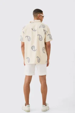 boohooMAN Oversized Soft Twill Paisley Embroidered Shirt | UK| Shirts